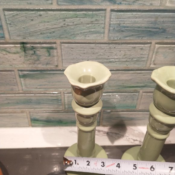Pair of Candle Holder - Light Green - Picture 3 of 6